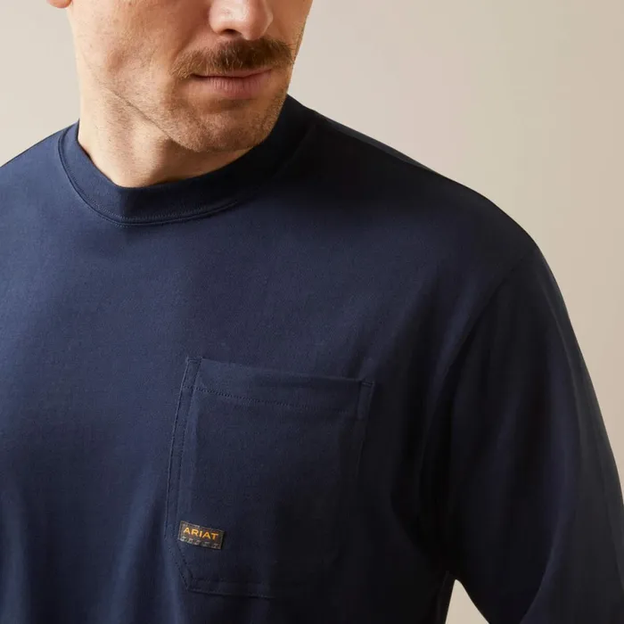 Rebar Cotton Strong Stacking Dimes Navy Men Ariat TShirts and Polos
