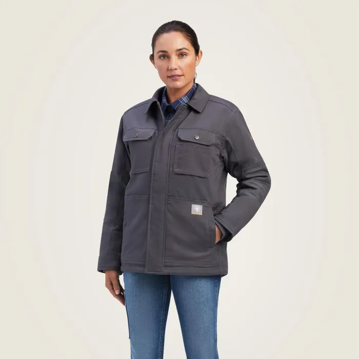 Rebar DuraCanvas SherpaLined Coat Rebar Grey Women Ariat Jackets and Vests