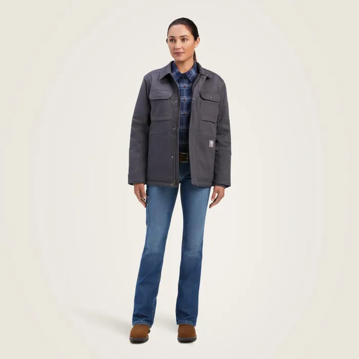 Rebar DuraCanvas SherpaLined Coat Rebar Grey Women Ariat Jackets and Vests