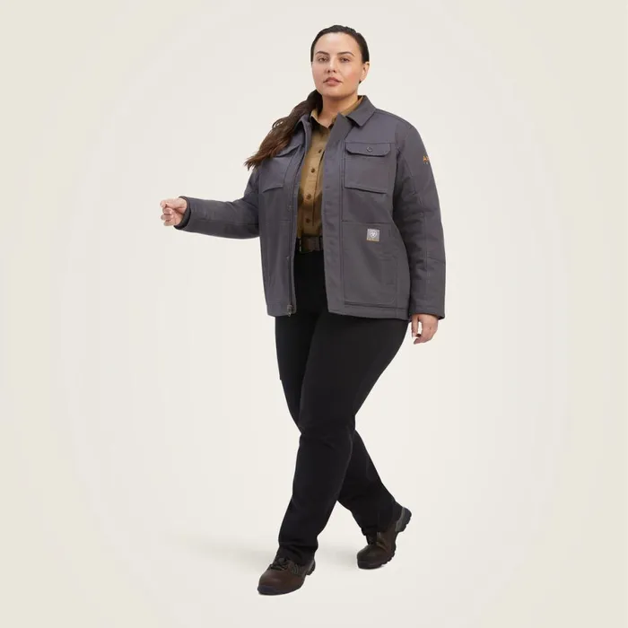 Rebar DuraCanvas SherpaLined Coat Rebar Grey Women Ariat Jackets and Vests