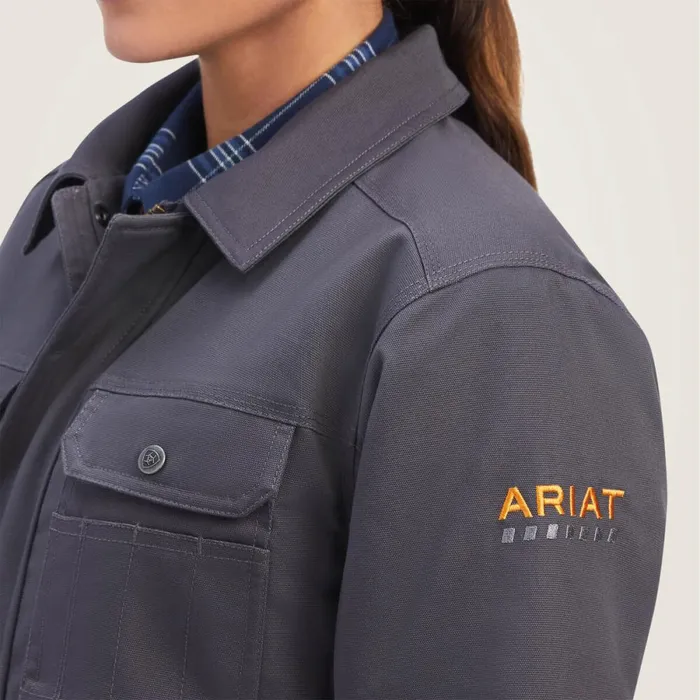 Rebar DuraCanvas SherpaLined Coat Rebar Grey Women Ariat Jackets and Vests