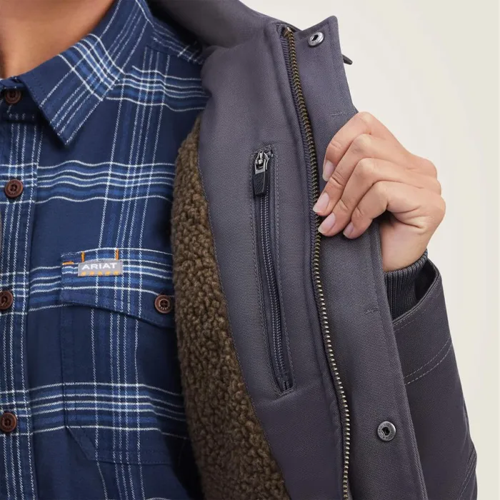 Rebar DuraCanvas SherpaLined Coat Rebar Grey Women Ariat Jackets and Vests