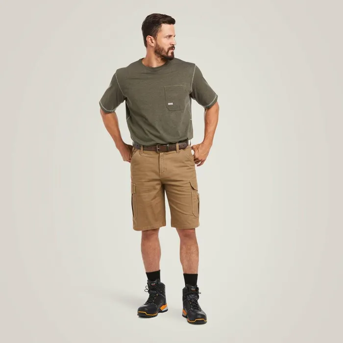 Rebar DuraStretch Made Tough Cargo 11034 Short Field Khaki Men Ariat Pants and Shorts Rebar DuraStretch Made Tough Cargo 11034 Short Field Khaki Men Ariat Pants and Shorts