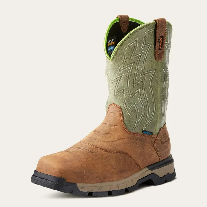 Rebar Flex Western Waterproof Composite Toe Work Boot Rye Brown Men Ariat Work Boots