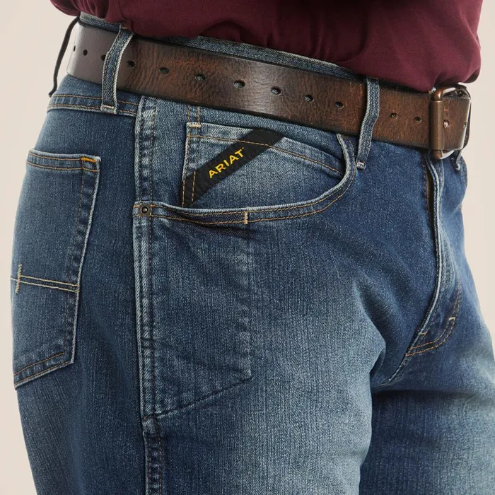 Rebar M3 Loose DuraStretch Basic Stackable Straight Leg Jean Sierra Men Ariat Denim Rebar M3 Loose DuraStretch Basic Stackable Straight Leg Jean Sierra Men Ariat Denim