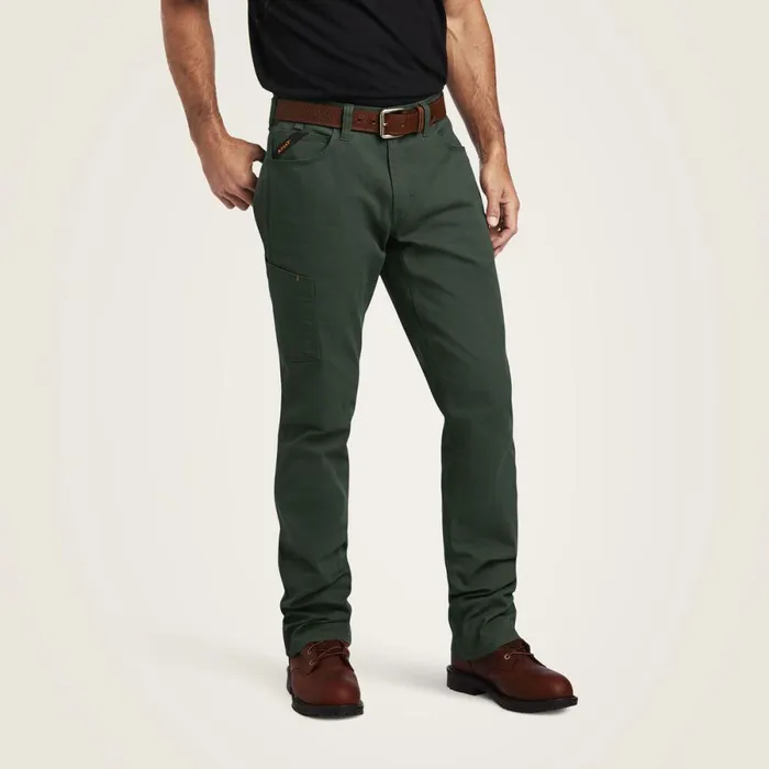 Rebar M4 Low Rise DuraStretch Made Tough Stackable Straight Leg Pant Deep Forest Men Ariat Pants and Shorts