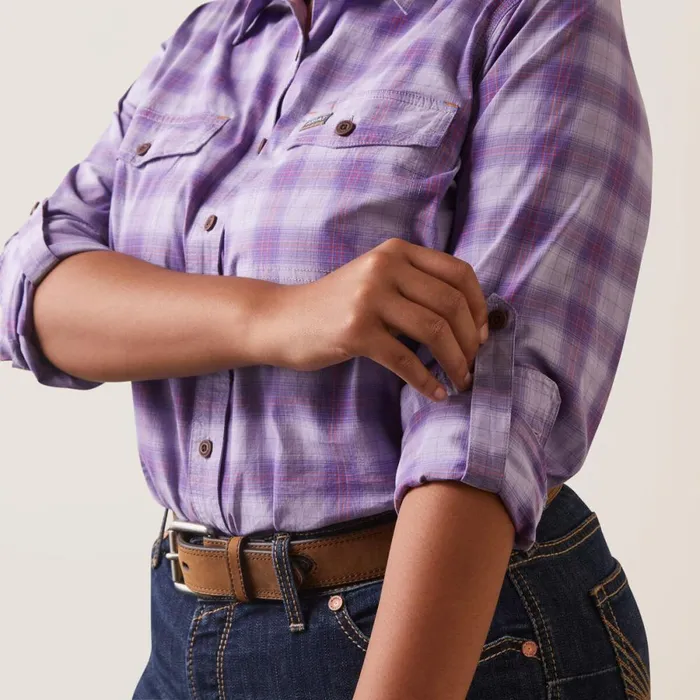 Rebar Made Tough DuraStretch Work Shirt Lavendar Plaid Women Ariat TShirts and Tops