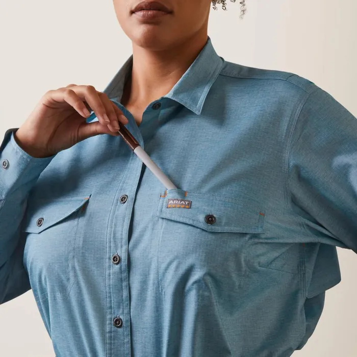 Rebar Made Tough VentTEK DuraStretch Work Shirt Larkspur Heather Women Ariat TShirts and Tops Rebar Made Tough VentTEK DuraStretch Work Shirt Larkspur Heather Women Ariat TShirts and Tops