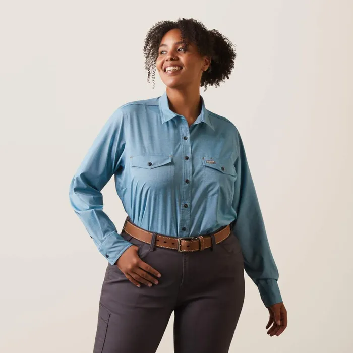 Rebar Made Tough VentTEK DuraStretch Work Shirt Larkspur Heather Women Ariat TShirts and Tops Rebar Made Tough VentTEK DuraStretch Work Shirt Larkspur Heather Women Ariat TShirts and Tops