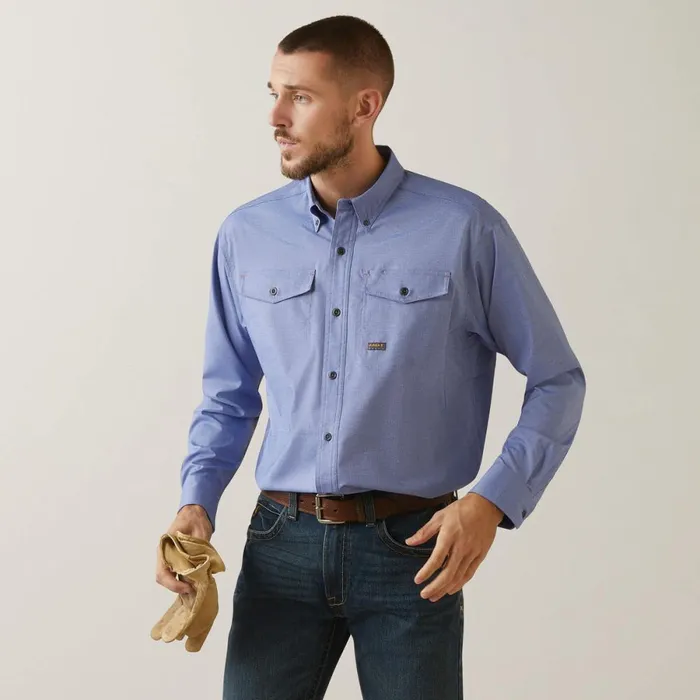Rebar Made Tough VentTEK DuraStretch Work Shirt Surf Web Heather Men Ariat Button Down Shirts