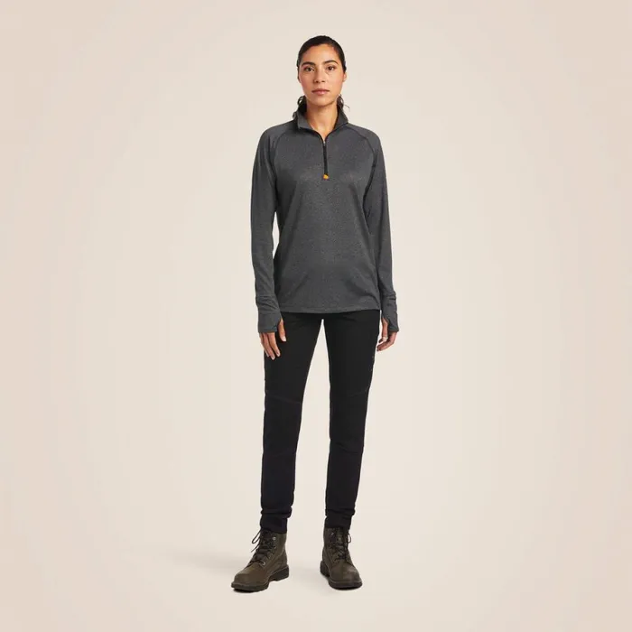 Rebar Polartec Elite Zip Baselayer Charcoal Heather Women Ariat TShirts and Tops
