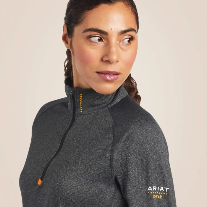 Rebar Polartec Elite Zip Baselayer Charcoal Heather Women Ariat TShirts and Tops