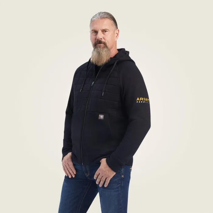 Rebar Regulator Full Zip Hoodie Black Men Ariat Sweatshirts and Hoodies