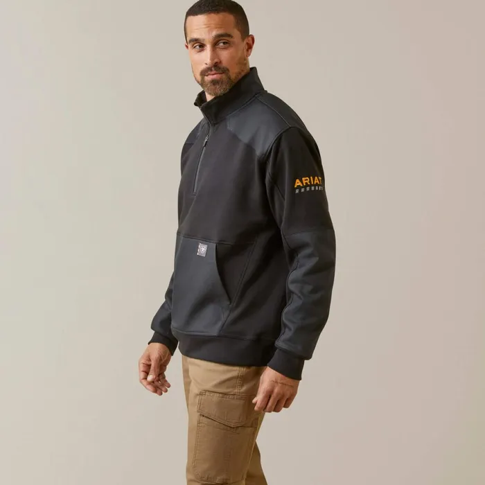 Rebar Workman Duracanvas 14 Zip Sweatshirt Black Black Men Ariat Sweatshirts and Hoodies