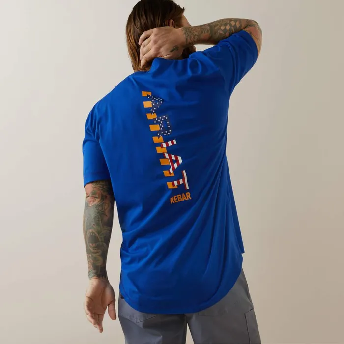 Rebar Workman Logo TShirt Royal Blue usa Men Ariat TShirts and Polos