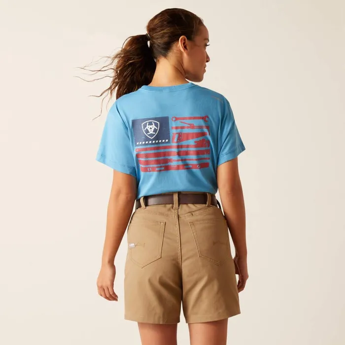 Rebar Workman Tool Flag TShirt Cendre Blue Women Ariat TShirts and Tops