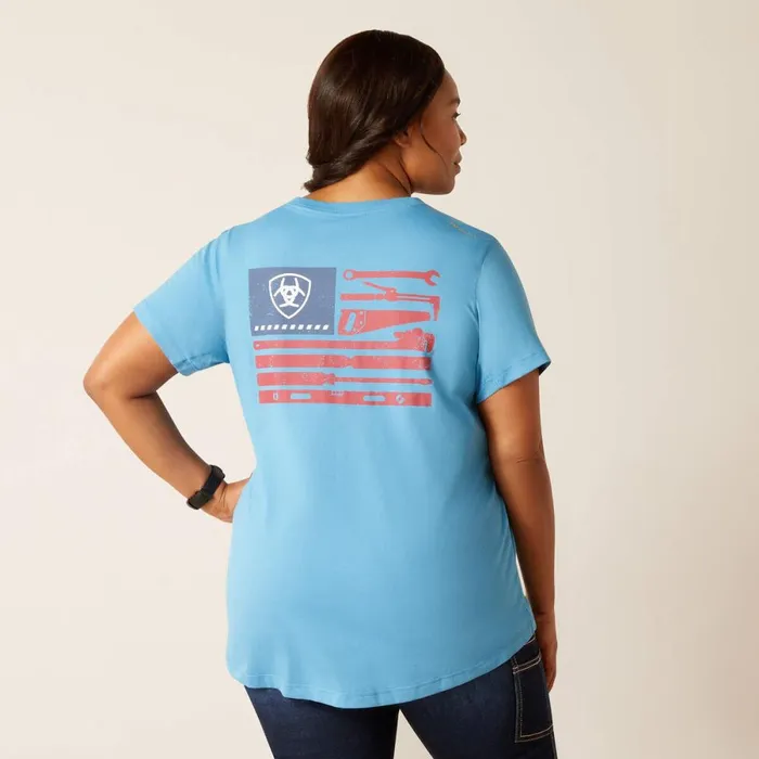 Rebar Workman Tool Flag TShirt Cendre Blue Women Ariat TShirts and Tops Rebar Workman Tool Flag TShirt Cendre Blue Women Ariat TShirts and Tops