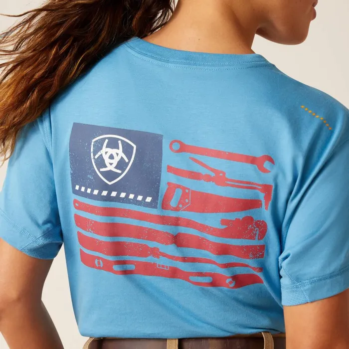 Rebar Workman Tool Flag TShirt Cendre Blue Women Ariat TShirts and Tops Rebar Workman Tool Flag TShirt Cendre Blue Women Ariat TShirts and Tops
