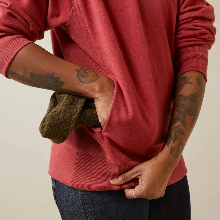 Rebar Workman Washed Fleece Sweatshirt Red Dahlia Heather Women Ariat Sweatshirts and Hoodies Rebar Workman Washed Fleece Sweatshirt Red Dahlia Heather Women Ariat Sweatshirts and Hoodies