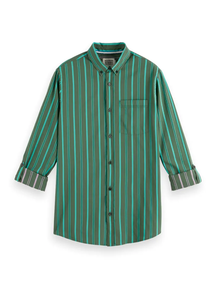REGULAR FIT YARN DYE STRIPE SHIRT Green Stripe Men Scotch and Soda Shirts