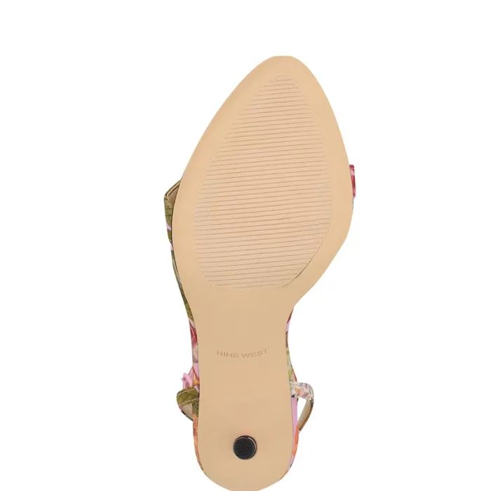 Reina Ankle Strap Sandals Pink Floral Women Nine West High Heels Reina Ankle Strap Sandals Pink Floral Women Nine West High Heels