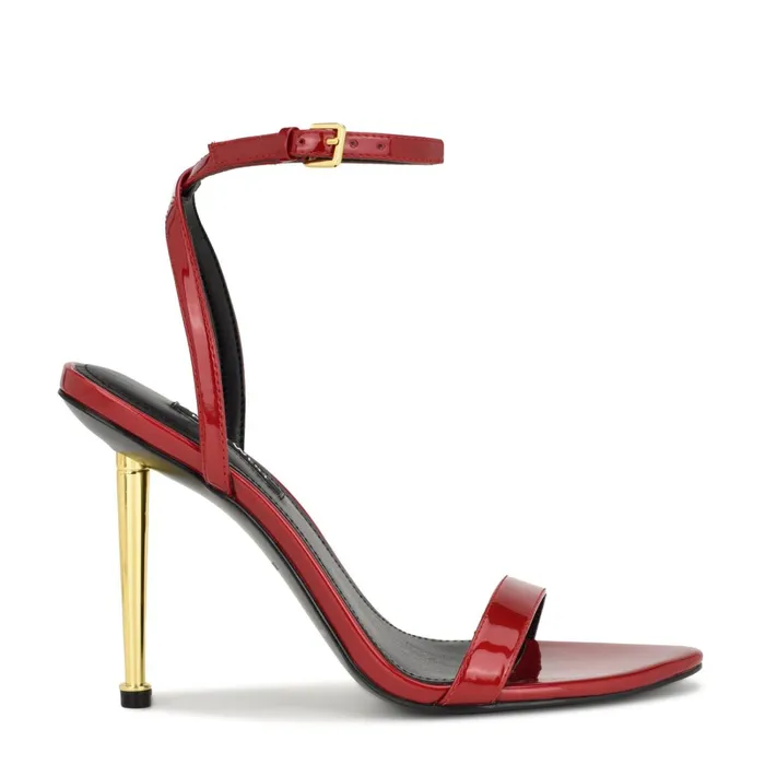 Reina Ankle Strap Sandals Red Women Nine West High Heels