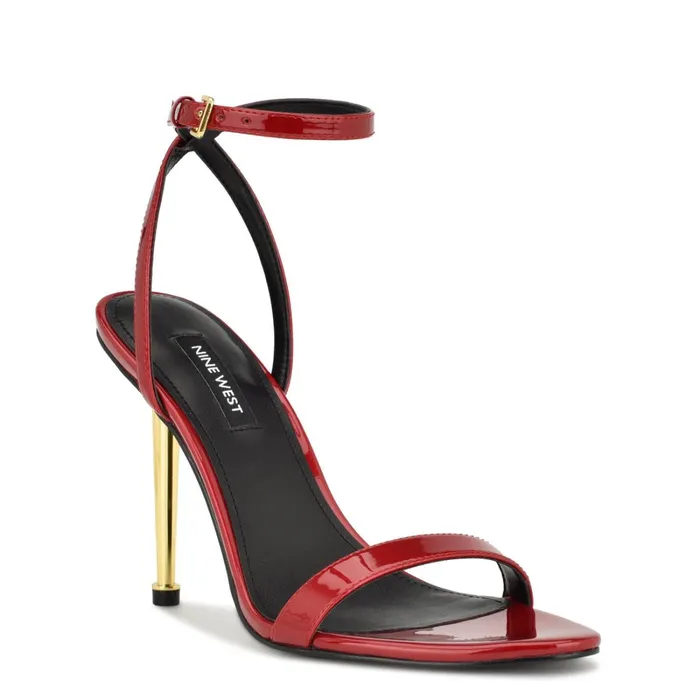 Reina Ankle Strap Sandals Red Women Nine West High Heels Reina Ankle Strap Sandals Red Women Nine West High Heels
