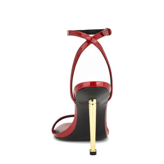 Reina Ankle Strap Sandals Red Women Nine West High Heels Reina Ankle Strap Sandals Red Women Nine West High Heels