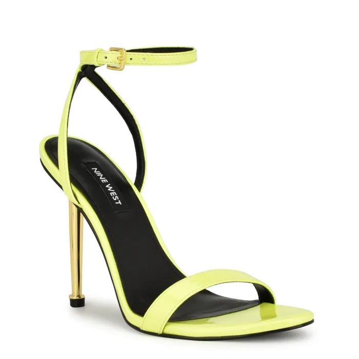 Reina Ankle Strap Sandals Yellow Women Nine West High Heels Reina Ankle Strap Sandals Yellow Women Nine West High Heels