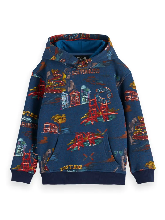 RELAXEDFIT ALLOVER PRINTED HOODIE Travel Notes Kids Scotch and Soda Sweatshirts and Hoodies RELAXEDFIT ALLOVER PRINTED HOODIE Travel Notes Kids Scotch and Soda Sweatshirts and Hoodies