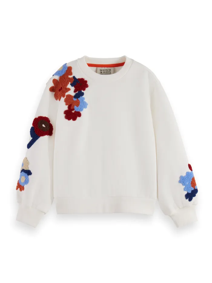RELAXEDFIT EMBROIDERED CREWNECK Off White Kids Scotch and Soda Sweatshirts and Hoodies