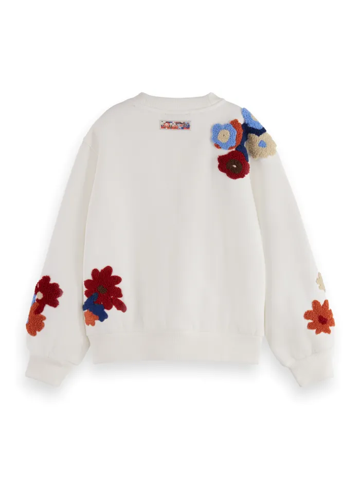 RELAXEDFIT EMBROIDERED CREWNECK Off White Kids Scotch and Soda Sweatshirts and Hoodies RELAXEDFIT EMBROIDERED CREWNECK Off White Kids Scotch and Soda Sweatshirts and Hoodies
