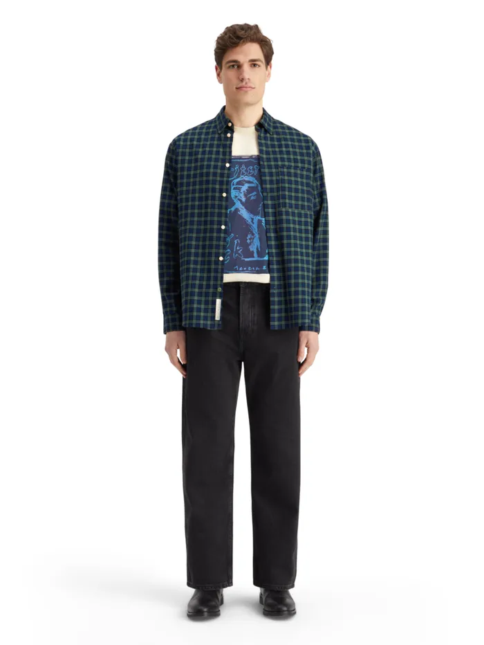 Relaxed Fit Lightweight Flannel Check Shirt Green Check Men Scotch and Soda Shirts