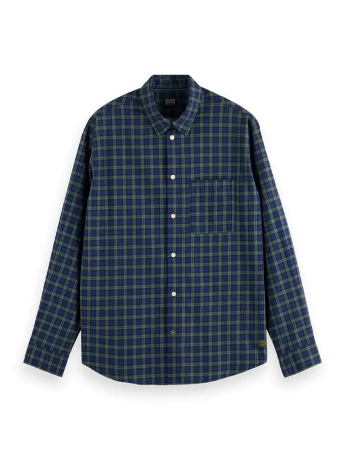 Relaxed Fit Lightweight Flannel Check Shirt Green Check Men Scotch and Soda Shirts Relaxed Fit Lightweight Flannel Check Shirt Green Check Men Scotch and Soda Shirts