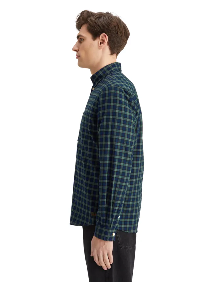 Relaxed Fit Lightweight Flannel Check Shirt Green Check Men Scotch and Soda Shirts Relaxed Fit Lightweight Flannel Check Shirt Green Check Men Scotch and Soda Shirts
