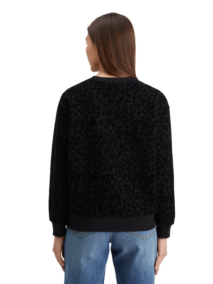 Relaxed Fit Sweatshirt With Flock Artwork Evening Black Women Scotch and Soda Sweatshirts and Hoodies Relaxed Fit Sweatshirt With Flock Artwork Evening Black Women Scotch and Soda Sweatshirts and Hoodies