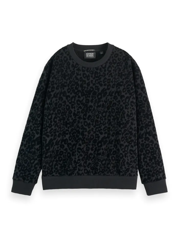 Relaxed Fit Sweatshirt With Flock Artwork Evening Black Women Scotch and Soda Sweatshirts and Hoodies Relaxed Fit Sweatshirt With Flock Artwork Evening Black Women Scotch and Soda Sweatshirts and Hoodies