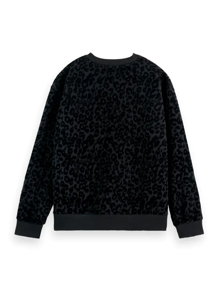 Relaxed Fit Sweatshirt With Flock Artwork Evening Black Women Scotch and Soda Sweatshirts and Hoodies Relaxed Fit Sweatshirt With Flock Artwork Evening Black Women Scotch and Soda Sweatshirts and Hoodies