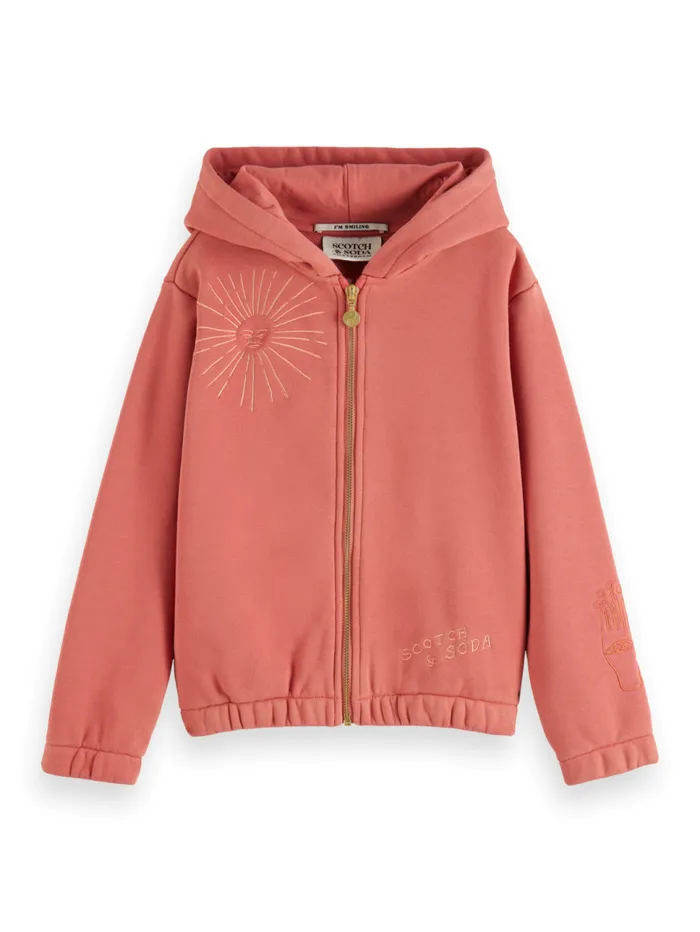 RELAXEDFIT ZIPTHROUGH HOODIE WITH EMBROIDERED ARTWORKS Negroni Kids Scotch and Soda Sweatshirts and Hoodies