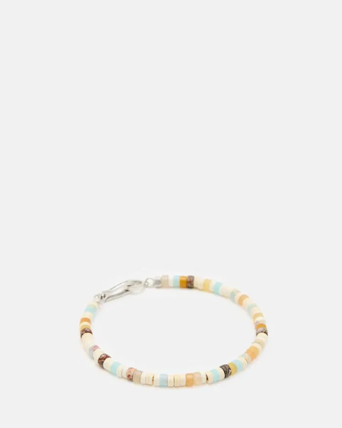 Remi Tonal Beaded Bracelet Neutralwrm Silver Men AllSaints Jewelry