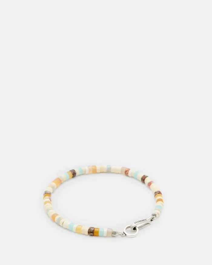 Remi Tonal Beaded Bracelet Neutralwrm Silver Men AllSaints Jewelry