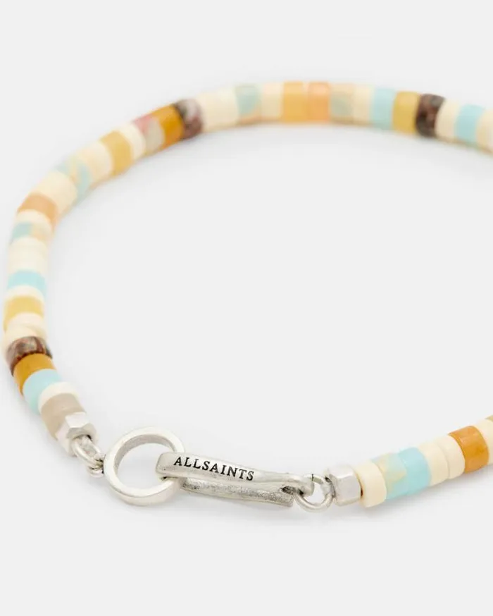 Remi Tonal Beaded Bracelet Neutralwrm Silver Men AllSaints Jewelry
