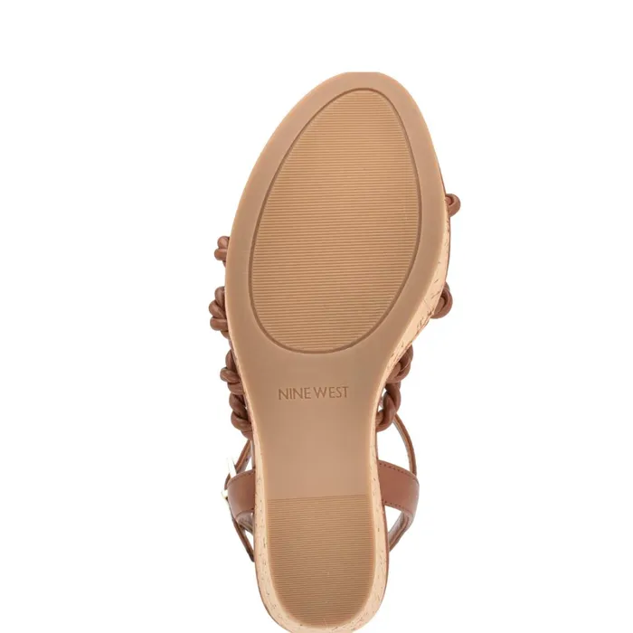 Renest Ankle Strap Wedge Sandals Brown Women Nine West High Heels