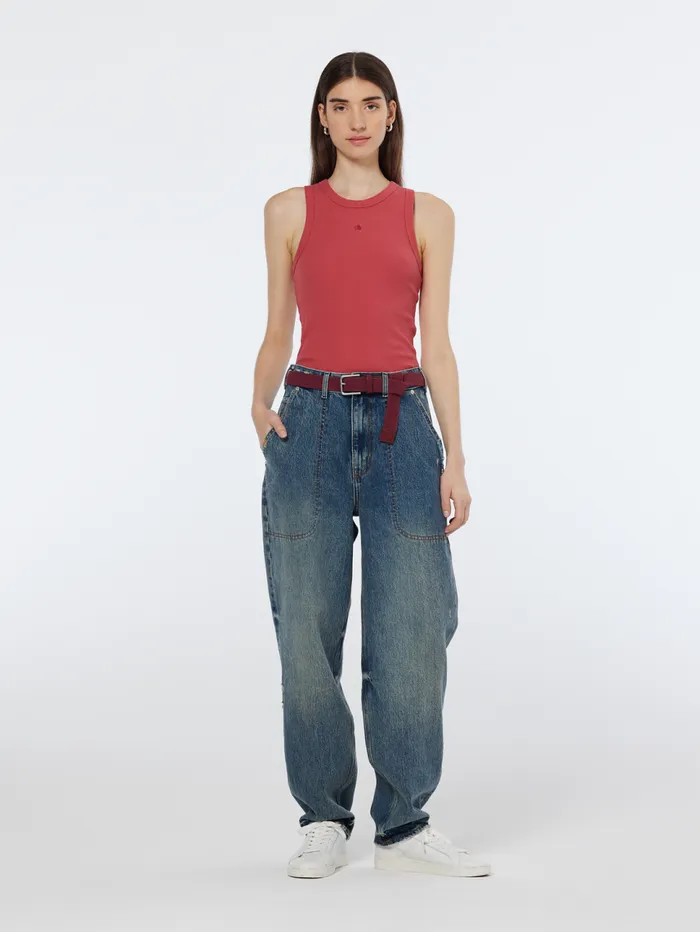 Rib Racer Tank Dusty Red Women Scotch and Soda Tops and TShirts