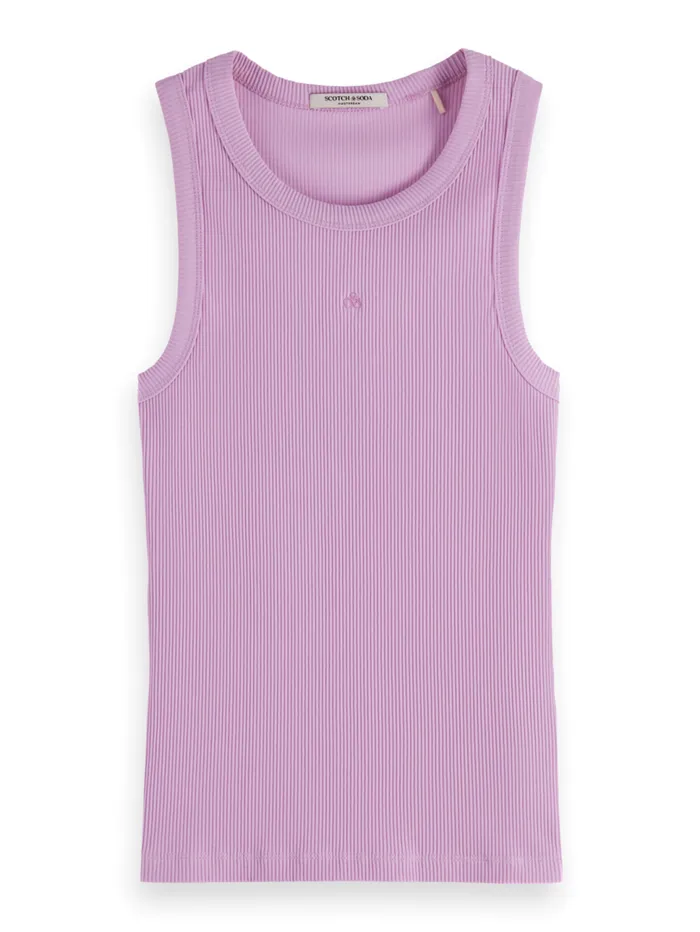 Rib Racer Tank Dusty Red Women Scotch and Soda Tops and TShirts