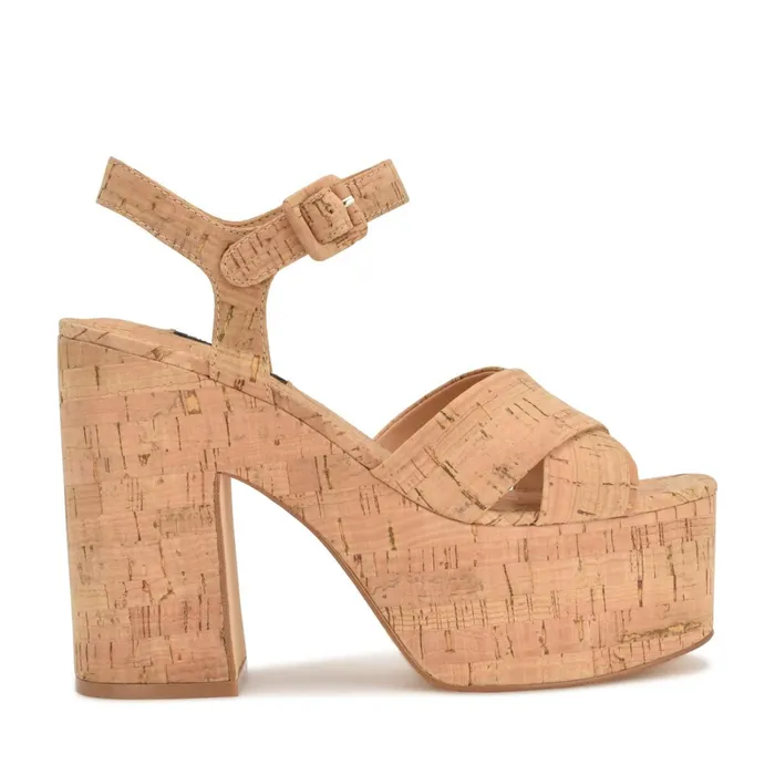 Rilay Platform Sandals Natural Cork Women Nine West Heeled