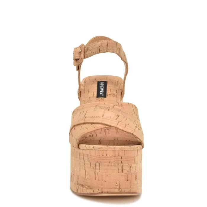 Rilay Platform Sandals Natural Cork Women Nine West Heeled