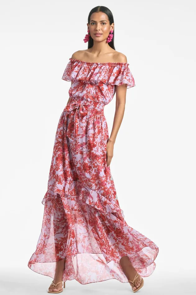 Riley Dress 8211 Amaranths Spray Women Sachin and Babi Cap Sleeve
