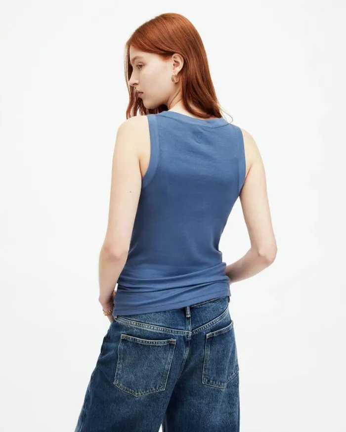 Rina Crew Neck Sleeveless Tank Top Petrol Blue Women AllSaints TShirts