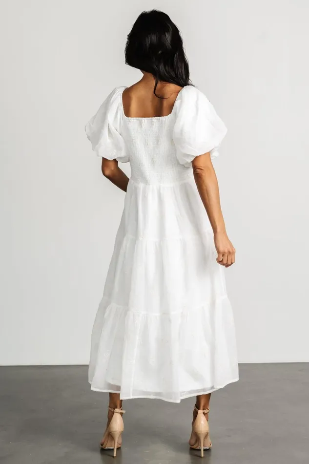 Rina Embroidered Shimmer Dress Off White Women Baltic Born Midi Dresses
